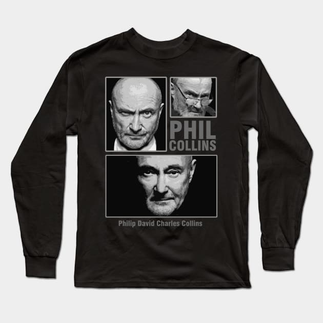 Many Face - Phil Collins Long Sleeve T-Shirt by Dami BlackTint